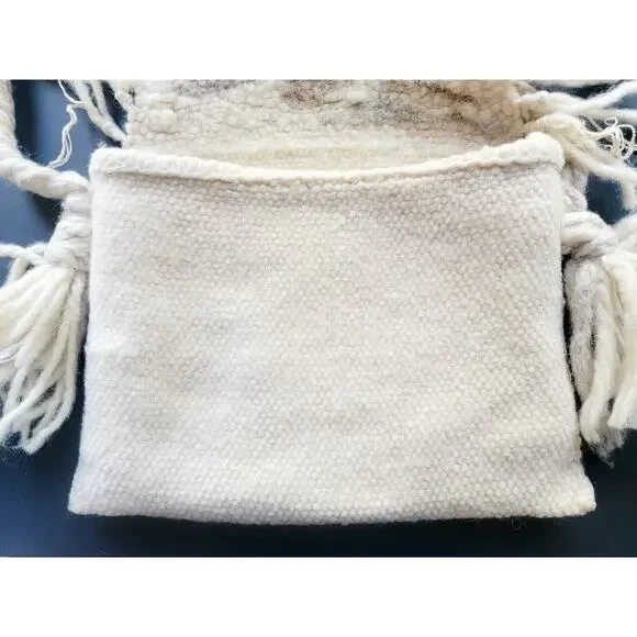 Vintage Handwoven Wool Fringe Purse Boho Artisan Bag - Picture 4 of 12
